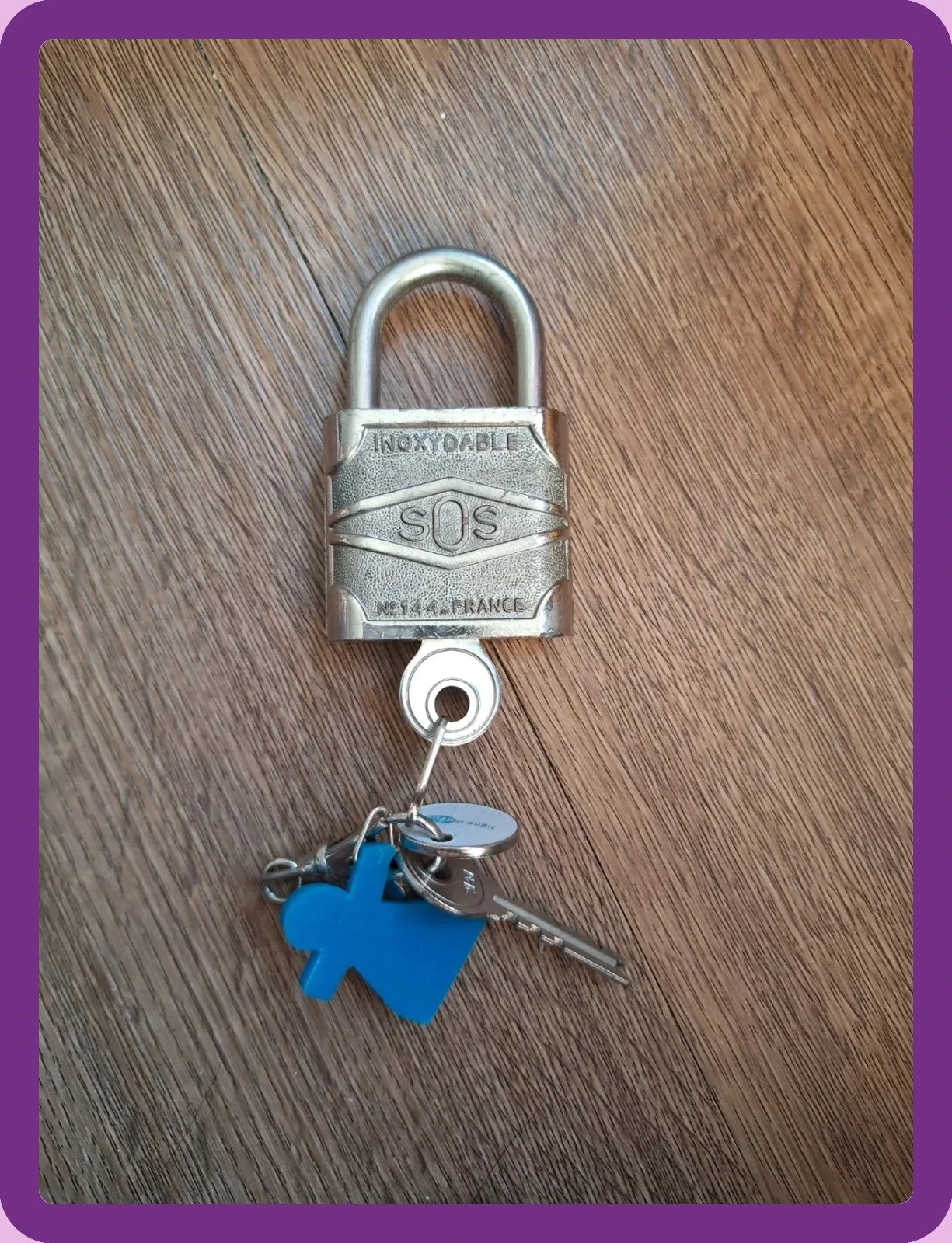 Ancien cadenas vintage SOS Inoxydable N°14 France avec ses clés